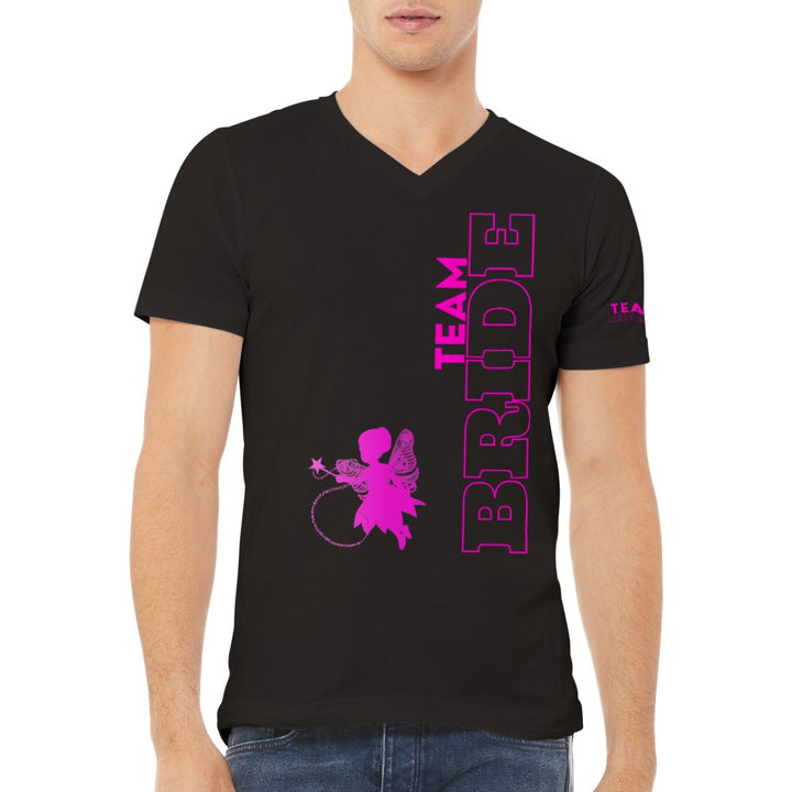 Team Bride, by Fairy Godmother Celebrant, Premium Unisex V-Neck T-shirt