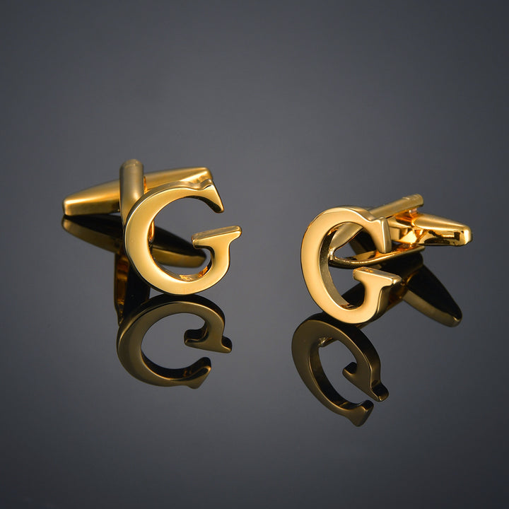 Gold Color Cufflinks LettersMaple leavesName Cuff Links for mens French