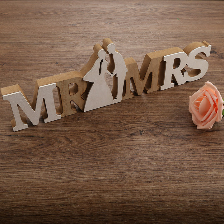 MR&MRS Creative Home Furnishing Decoration Wedding Props Wooden English Letter Decoration Wedding Decoration Ornaments