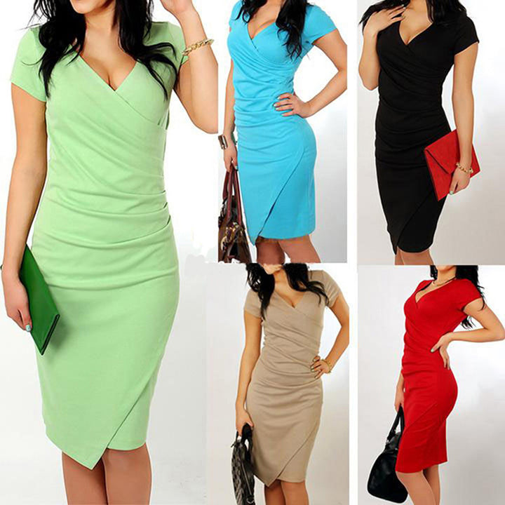 Spring And Summer New European And American Women's Short-sleeved Dresses