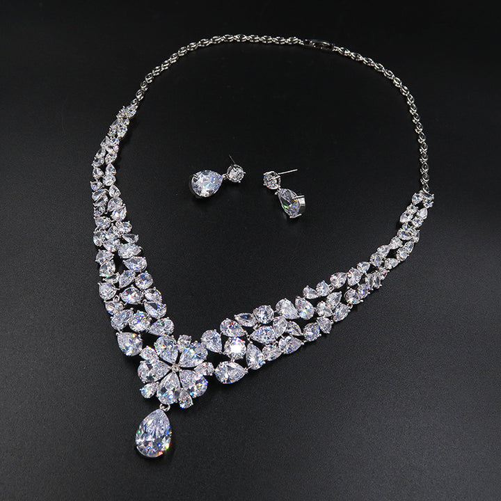 Bride headdress crown necklace three piece Earrings Korean wedding wedding wedding jewelry ornaments suit