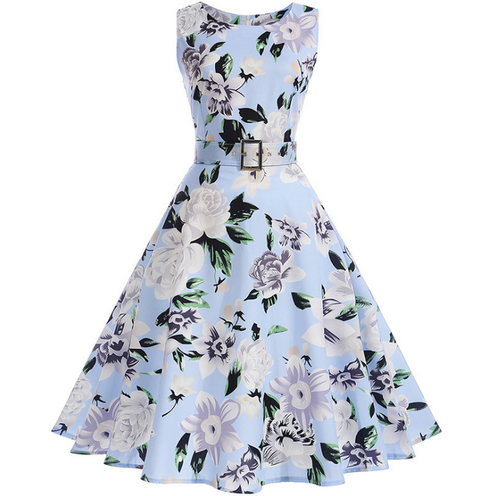 Vintage Hepburn Print Dress