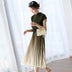 Pleated Gradual Slimming Lace-up Elastic Waist Dress