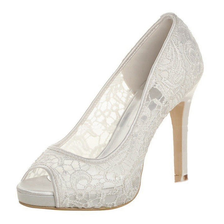 New White Lace Wedding Shoes