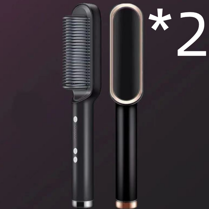 New 2 In 1 Hair Straightener Hot Comb Negative Ion Curling Tong Dual-purpose Electric Hair Brush