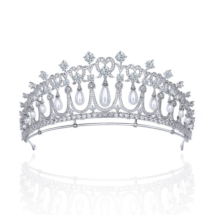 Hair Accessories Bridal Wedding Zircon Crown Pearl Tears Wedding Tiara