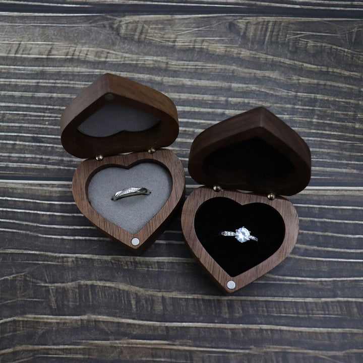 Walnut Couple Wedding Ring Box Wedding Heart