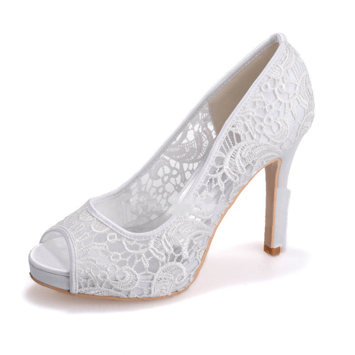 New White Lace Wedding Shoes