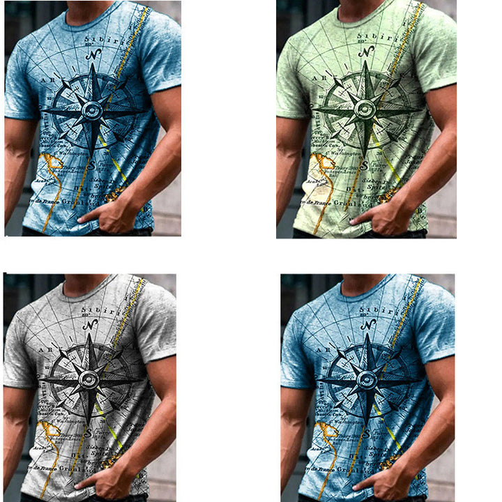 European And American Men's Loose 3D Printed T-shirt