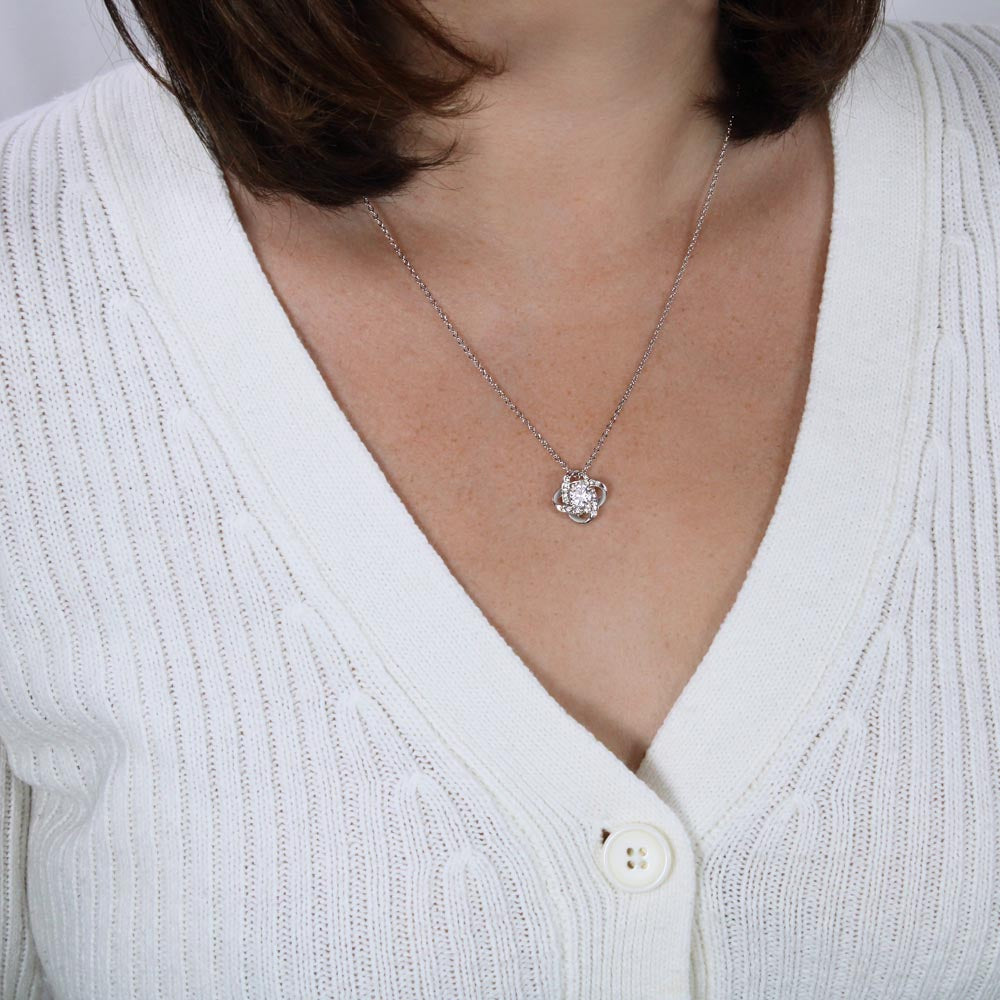 Unveil Love's Beauty: Gift Her the Stunning Love Knot Necklace adorned with Premium Cubic Zirconia Crystals! Hearts