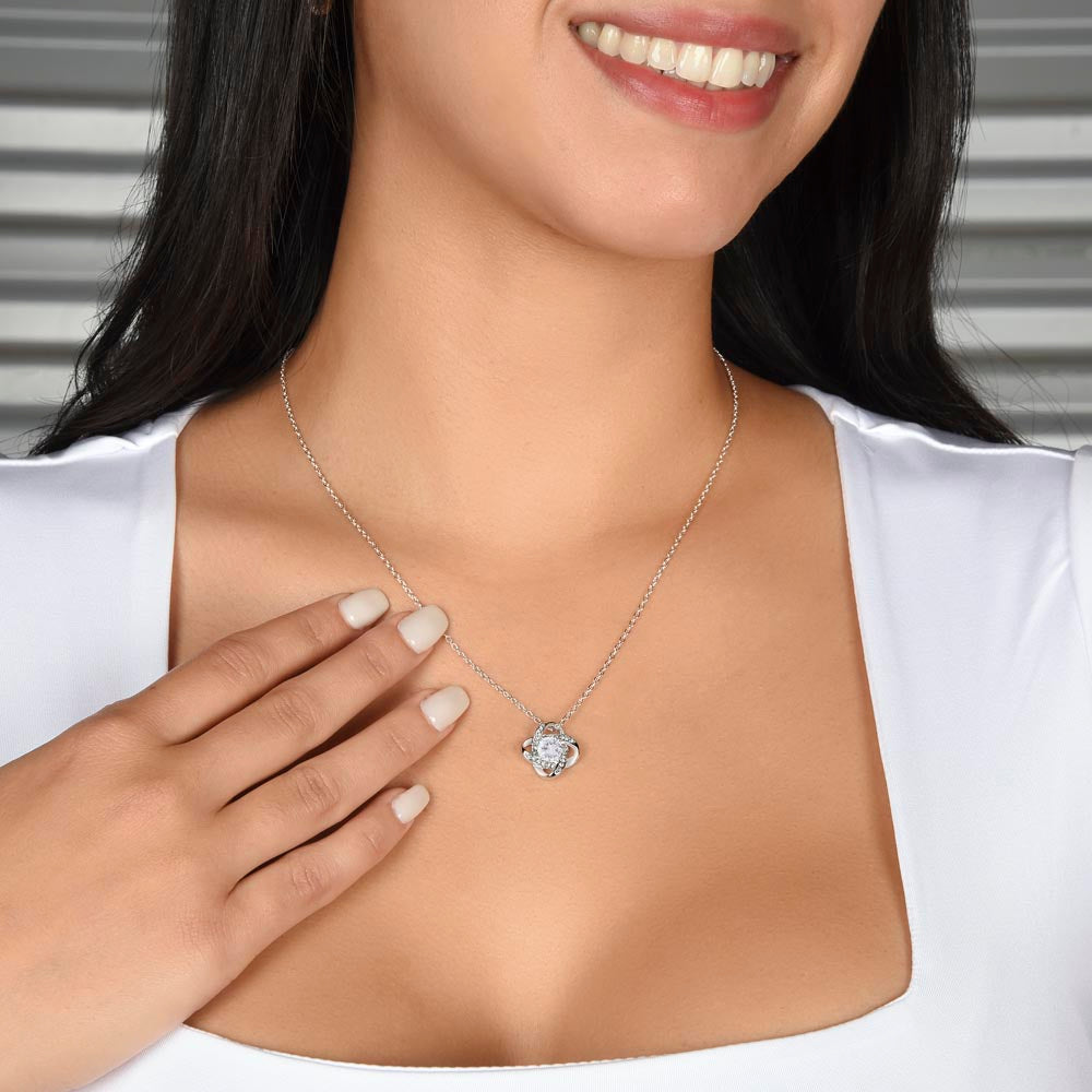 Unveil Love's Beauty: Gift Her the Stunning Love Knot Necklace adorned with Premium Cubic Zirconia Crystals! Hearts