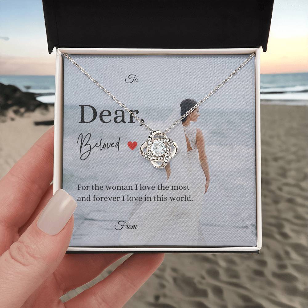 Unveil Love's Beauty: Gift Her the Stunning Love Knot Necklace adorned with Premium Cubic Zirconia Crystals! Beach