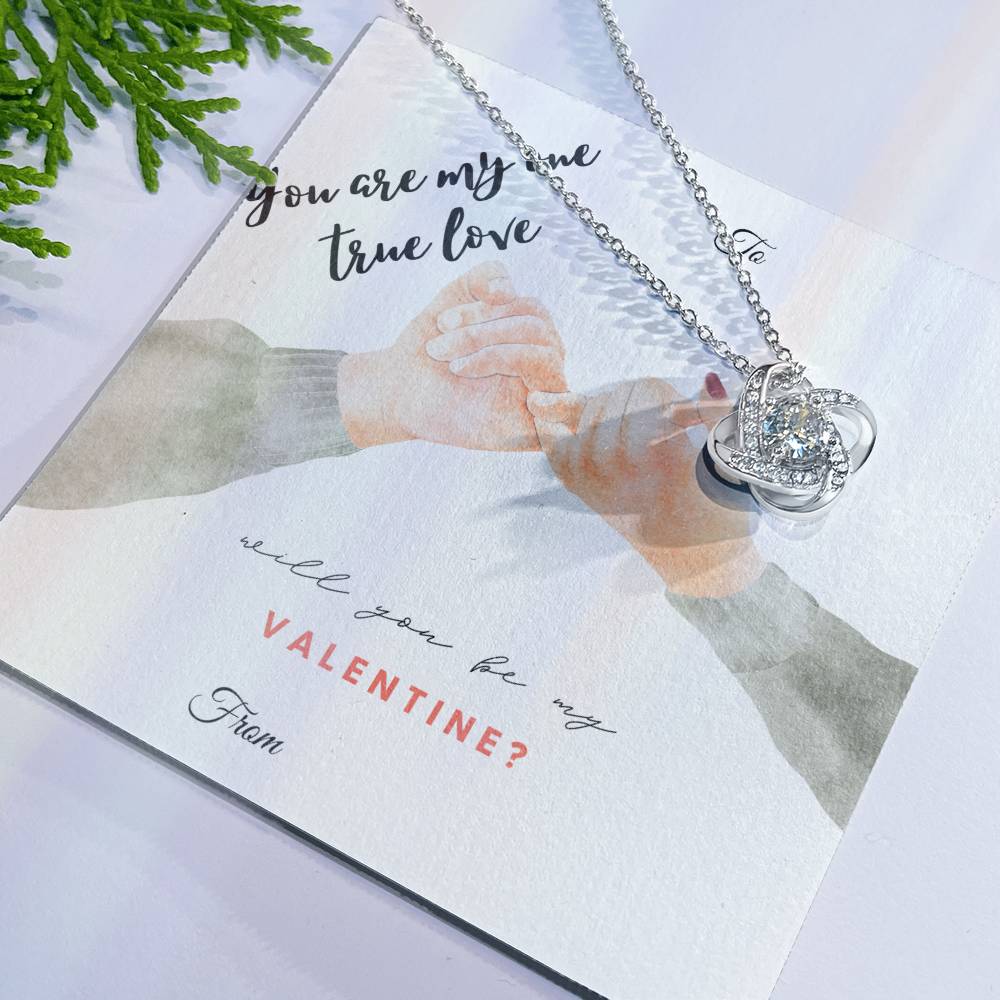 Unveil Love's Beauty: Gift Her the Stunning Love Knot Necklace adorned with Premium Cubic Zirconia Crystals! Pinky Promise