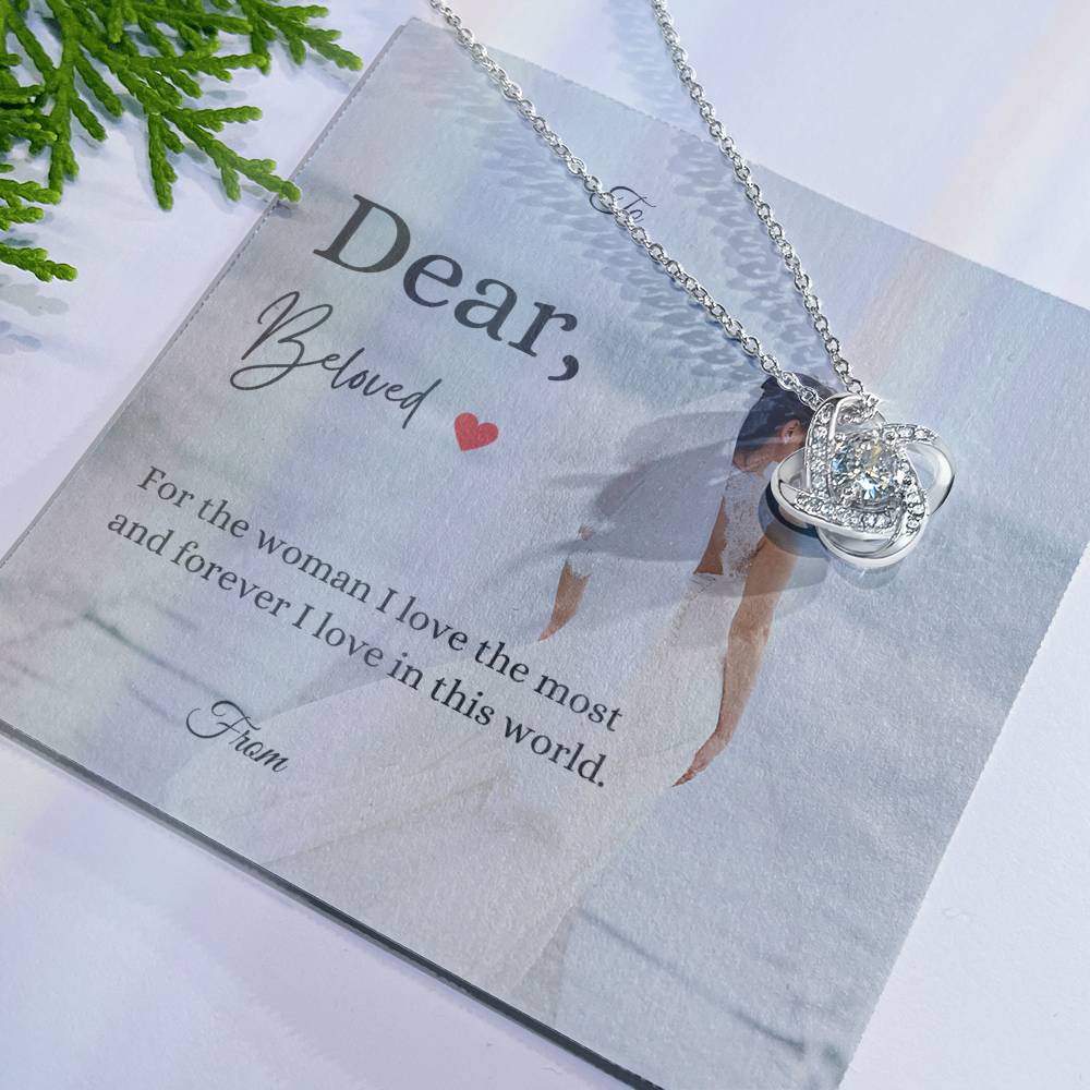 Unveil Love's Beauty: Gift Her the Stunning Love Knot Necklace adorned with Premium Cubic Zirconia Crystals! Beach