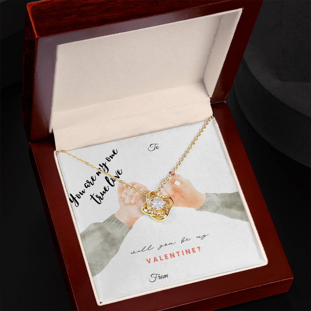 Unveil Love's Beauty: Gift Her the Stunning Love Knot Necklace adorned with Premium Cubic Zirconia Crystals! Pinky Promise