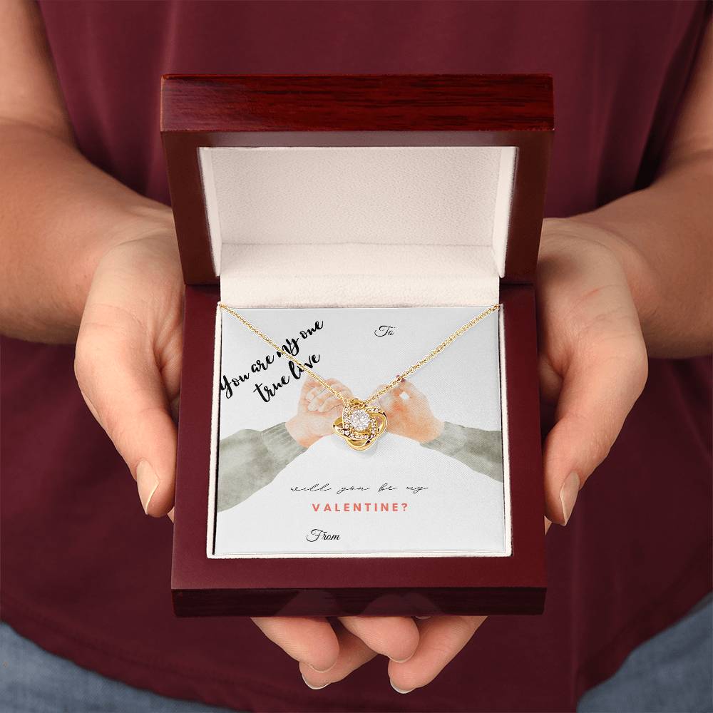 Unveil Love's Beauty: Gift Her the Stunning Love Knot Necklace adorned with Premium Cubic Zirconia Crystals! Pinky Promise