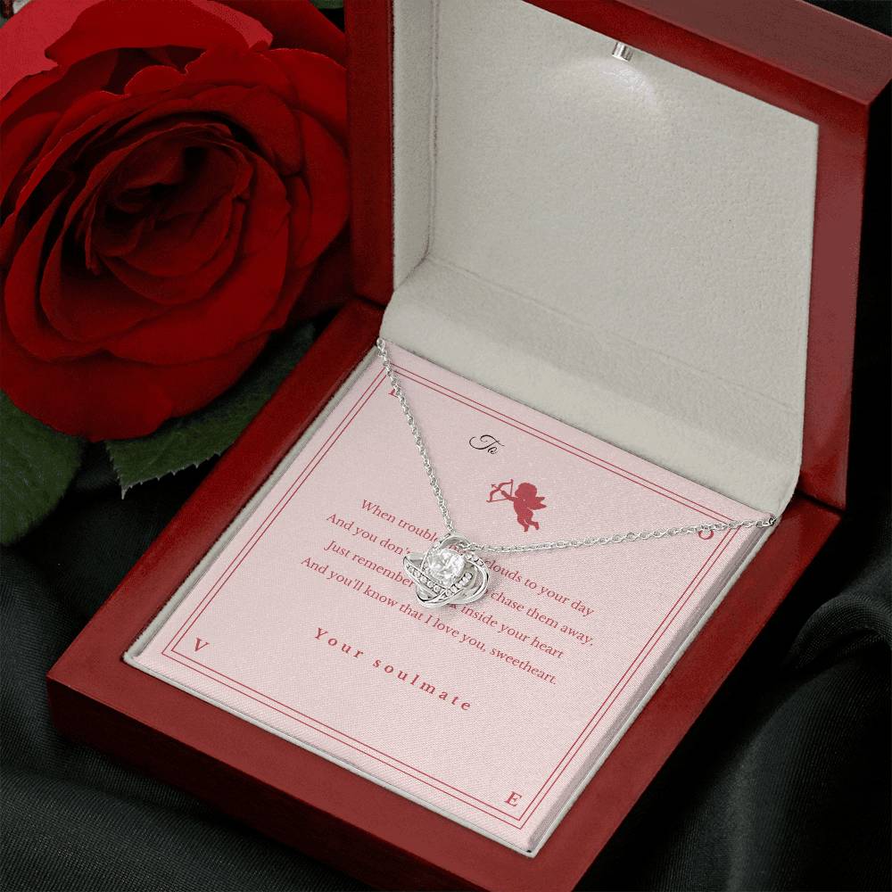 Unveil Love's Beauty: Gift Her the Stunning Love Knot Necklace adorned with Premium Cubic Zirconia Crystals! Cupid