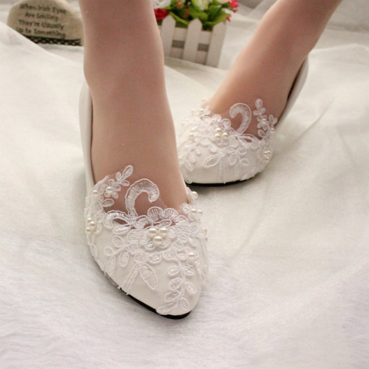 Women's Lace White Wedding Shoes