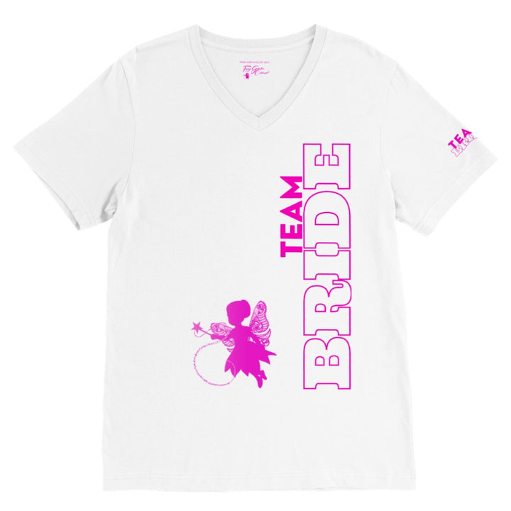 Team Bride, by Fairy Godmother Celebrant, Premium Unisex V-Neck T-shirt