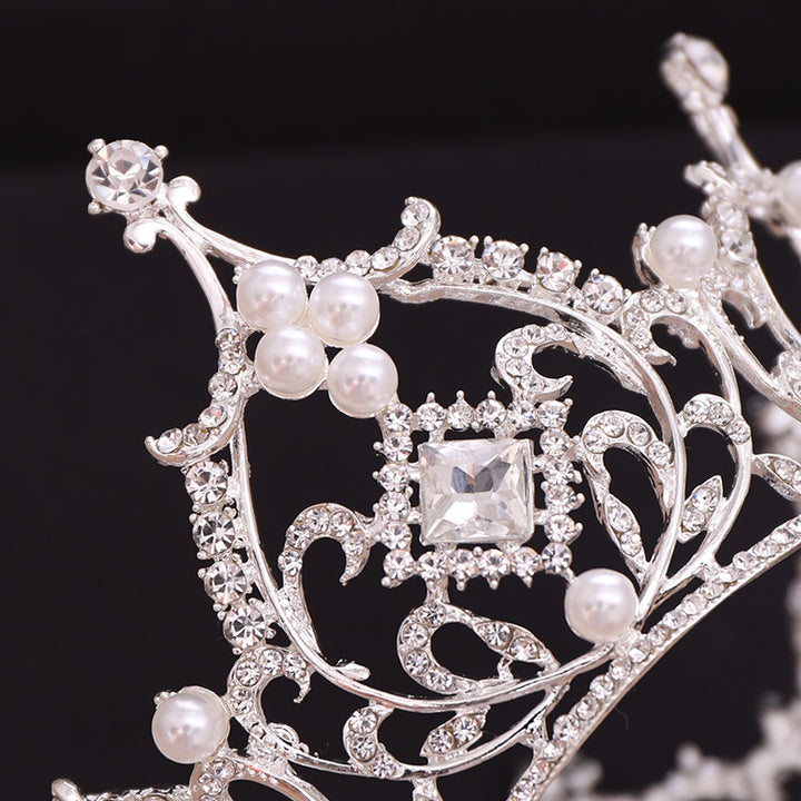Baroque Bridal Tiara Crown Square Diamond Round Princess Crown