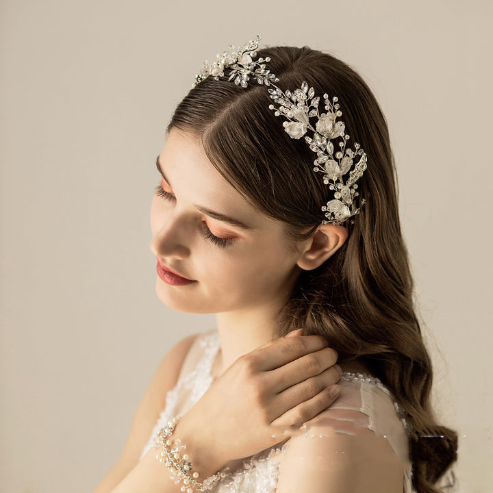 Versatile Alloy Silver Wedding Hairband Wedding Dress Matching
